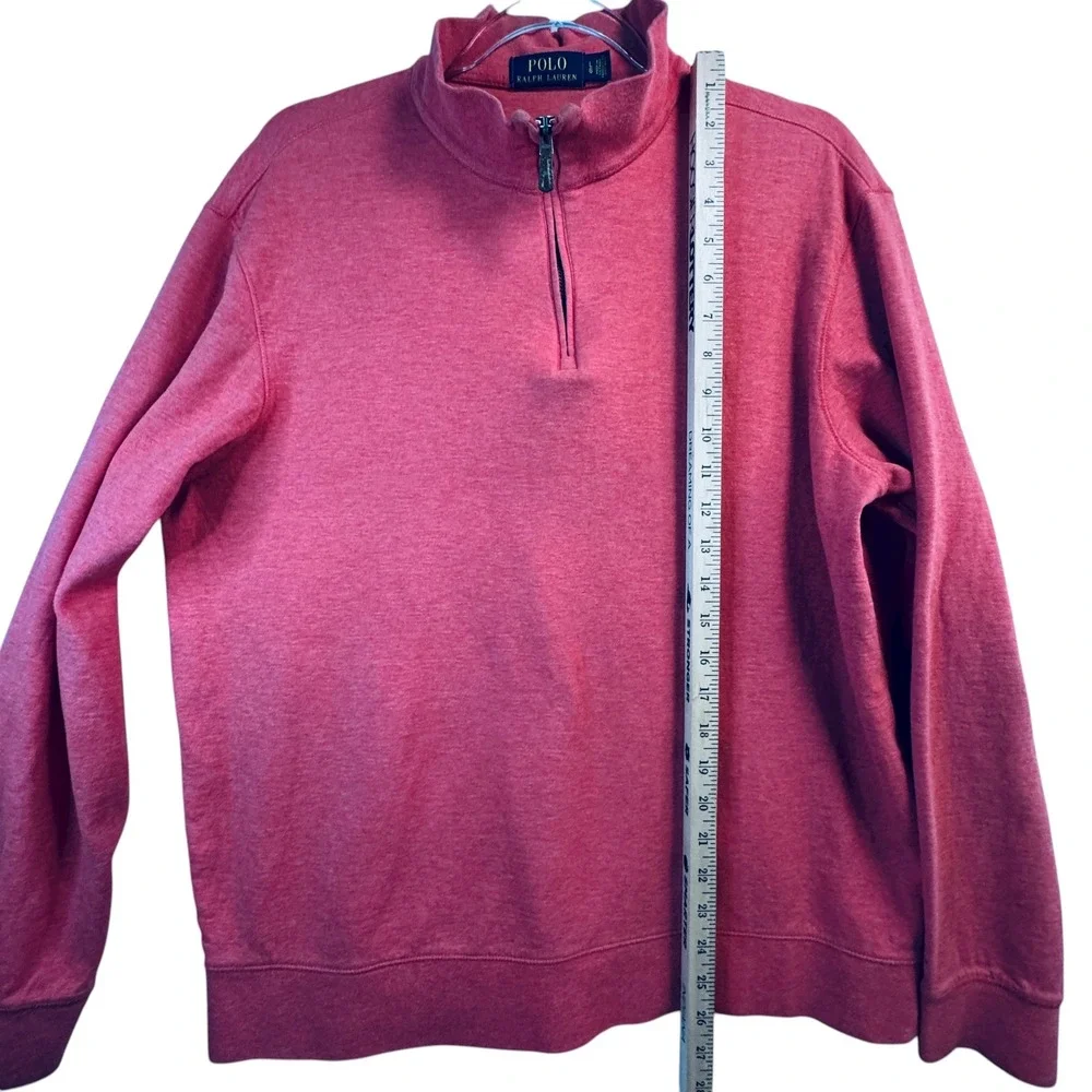 Polo Ralph Lauren Mens Red Quarter Zip Pullover Sweatshirt Large Preppy Academia